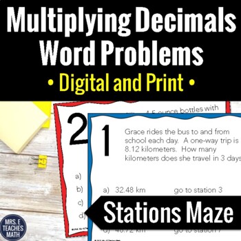 Preview of Multiplying Decimals Word Problems Activity 6.NS.3