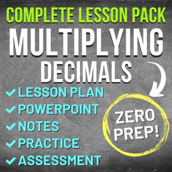 Preview of Multiplying Decimals Worksheet Complete Lesson Pack (NO PREP, KEYS, SUB PLAN)