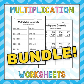 Preview of Multiplying Decimals Worksheets BUNDLE - Multiplication Practice - Test Prep
