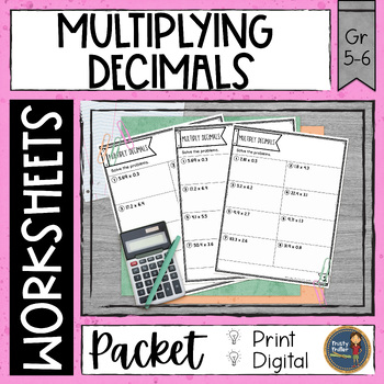 Preview of Multiplying Decimals Worksheets - No Prep - Print and Digital