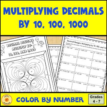 Preview of Multiplying Decimals by 10, 100, 1000 Color by Number Worksheet and Easel Assmt