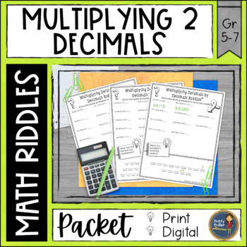 Preview of Multiplying Decimals by Decimals Math Riddles Worksheets - No Prep