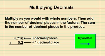 Preview of Multiplying Decimals by Decimals Presentation