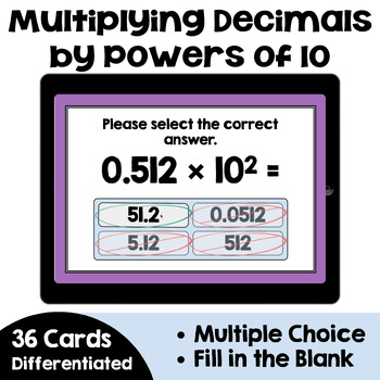 Preview of Multiplying Decimals by Powers of 10 Boom Cards