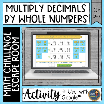 Preview of Multiplying Decimals by Whole Numbers Digital Math Escape Room - for Google™
