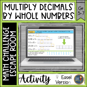 Preview of Multiplying Decimals by Whole Numbers Digital Math Escape Room - Made for Easel