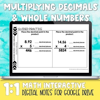 Preview of Multiplying Decimals by Whole Numbers Digital Notes