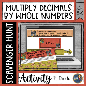 Preview of Multiplying Decimals by Whole Numbers Digital Scavenger Hunt