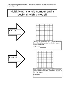 Preview of Multiplying Decimals by Whole Numbers with Models