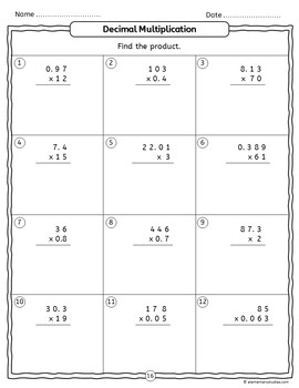 Decimals Multiplication Worksheets - Multiply Decimals Lesson Plan