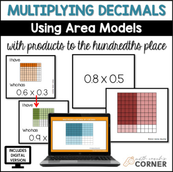 Preview of Multiplying Decimals using Area Models | Pictorial Task Cards and Game