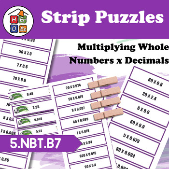 Preview of Multiplying Decimals x Whole Numbers | Strip Puzzles | 5th Grade