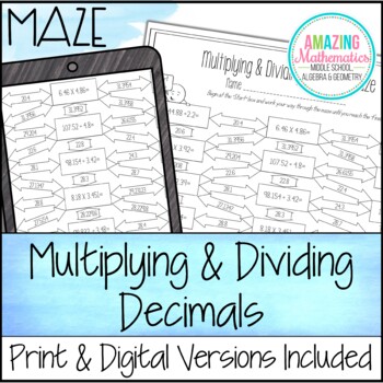 Preview of Multiplying & Dividing Decimals Worksheet - Maze Activity