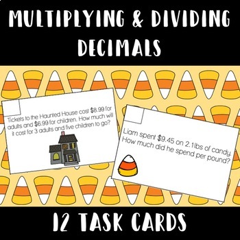 Preview of Multiplying & Dividing Decimals Task Cards TEKS 6.3E