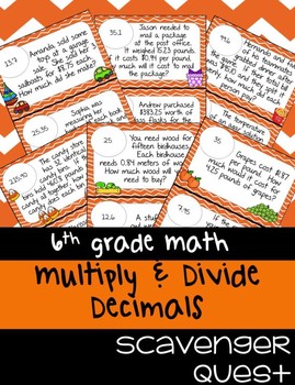 Preview of Multiplying & Dividing Decimals Word Problems - Math Scavenger Quest