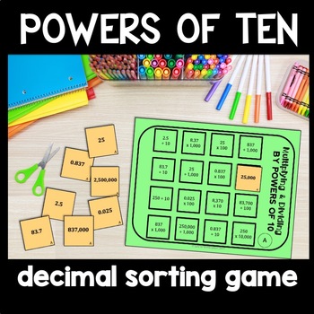 Preview of Powers of 10 Game, Multiplying & Dividing Decimals Ten Times Greater Place Value