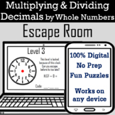 Multiplying & Dividing Decimals by Whole Numbers Activity: Escape Room Game