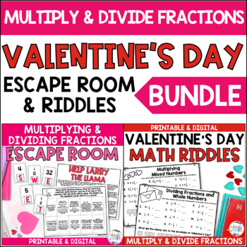 Preview of Multiplying & Dividing Fractions 5.NF.4, 5.NF.6, & 5.NF.7 VALENTINE'S DAY BUNDLE