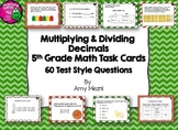 Multiplying & Dividing Decimals Task Cards 60 5th Grade Te