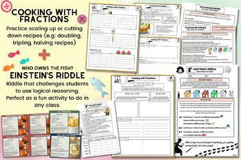 Preview of Multiplying & Dividing Fractions Activity (using recipes) + Fun logic puzzle