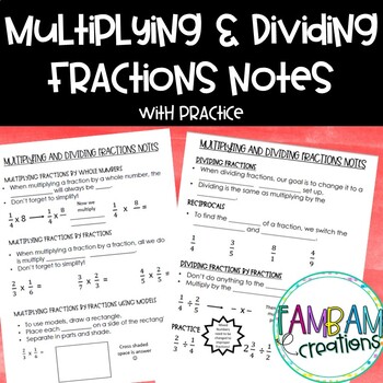 Preview of Multiplying & Dividing Fractions - Guided Notes