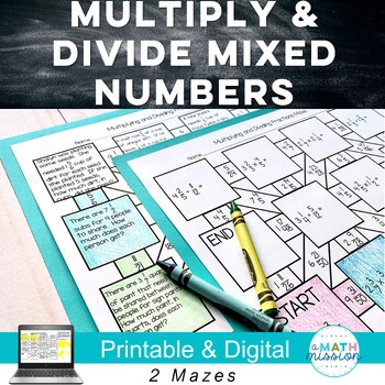 Preview of Multiplying & Dividing Fractions & Mixed Numbers Maze Activity Worksheets