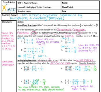Preview of Multiplying & Dividing Fractions Notes