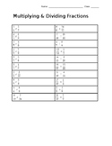 Multiplying & Dividing Fractions Practice Worksheet