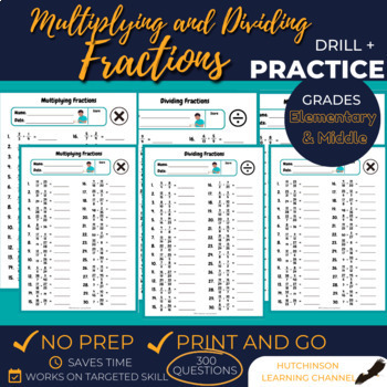 Preview of Multiplying & Dividing Fractions | Math Grade 4 to 6 | Printable Worksheets