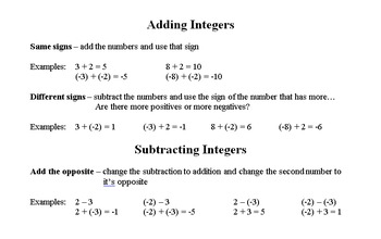 Preview of Integer Notes