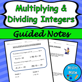 Preview of Multiplying & Dividing Integers Guided Notes
