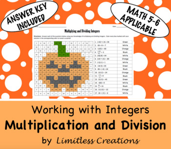 Preview of Multiplying & Dividing Integers Halloween Activity