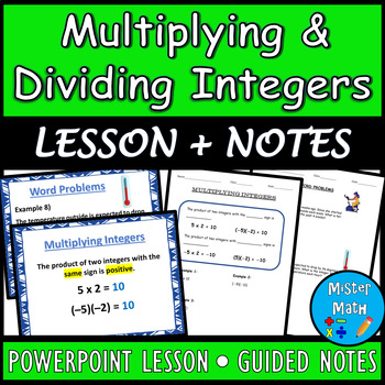 Preview of Multiplying & Dividing Integers PPT and Guided Notes BUNDLE