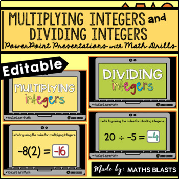 Preview of Multiplying & Dividing Integers│PPT Presentations│With Math Drills for Test Prep