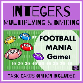 Preview of Multiplying & Dividing Positive and Negative Integers  – Football Mania Game