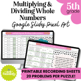 Multiplying/Dividing Whole Numbers Math Riddle Pixel Art (
