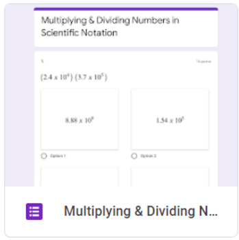 Preview of Multiplying & Dividing in Scientific Notation