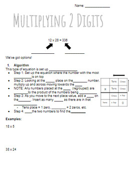 Preview of Multiplying Double Digits Guided Notes & Practice Worksheet