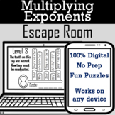 Multiplying Exponents Activity: Digital Escape Room Algebra Breakout Game
