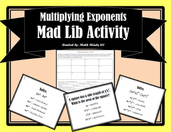 Preview of Multiplying Exponents Mad Lib