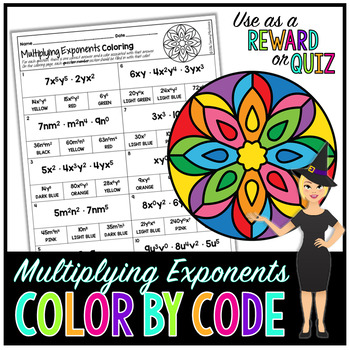 Preview of Multiplying Exponents Math Color By Number or Quiz