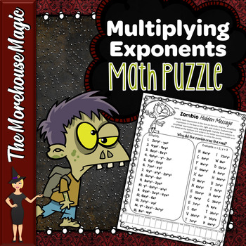 Preview of Multiplying Exponents Math Puzzle - Zombies!