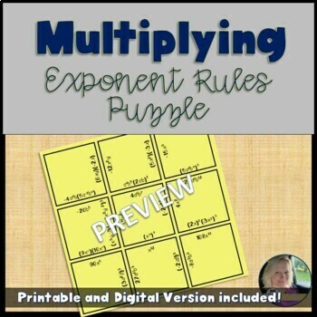 Preview of Multiplying Exponents Puzzle Activity - Printable and Digital