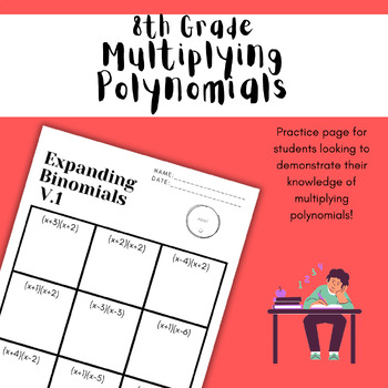 Preview of Multiplying (FOIL) Polynomials Worksheet - 8th Grade Middle School Math