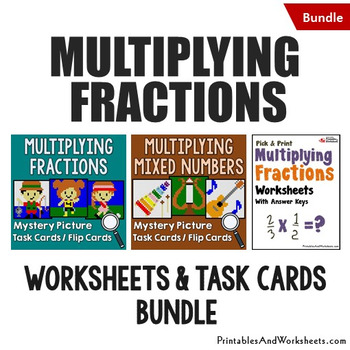 Preview of Multiplying Fractions & Mixed Numbers Worksheets, Whole Number Multiplication