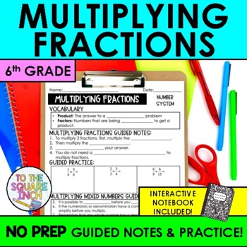 Preview of Multiplying Fractions Notes & Practice | Fraction Multiplication Notes 