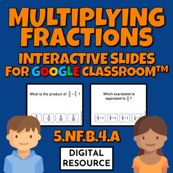 Preview of Multiplying Fractions 5.NF.B.4.A for Google Classroom Digital Resource