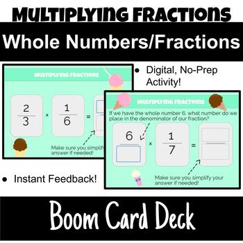 Preview of Multiplying Fractions Boom Cards Deck Activity