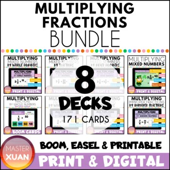 Preview of Multiply Fractions Cross Canceling Bundle - Boom Cards