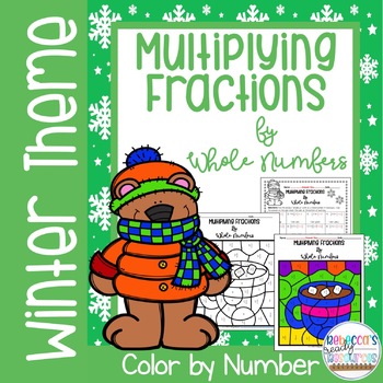 Preview of Multiplying Fractions by Whole Numbers Color by Number-Winter Theme